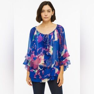 DIANE VON FURSTENBERG Floral Silk Blouse Size 6